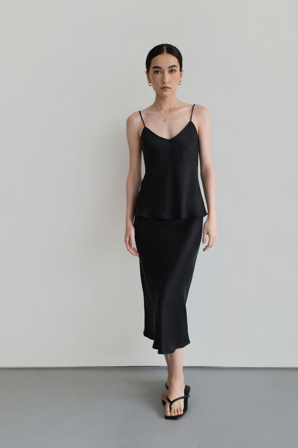 Sophie Midi Silk Slip Skirt