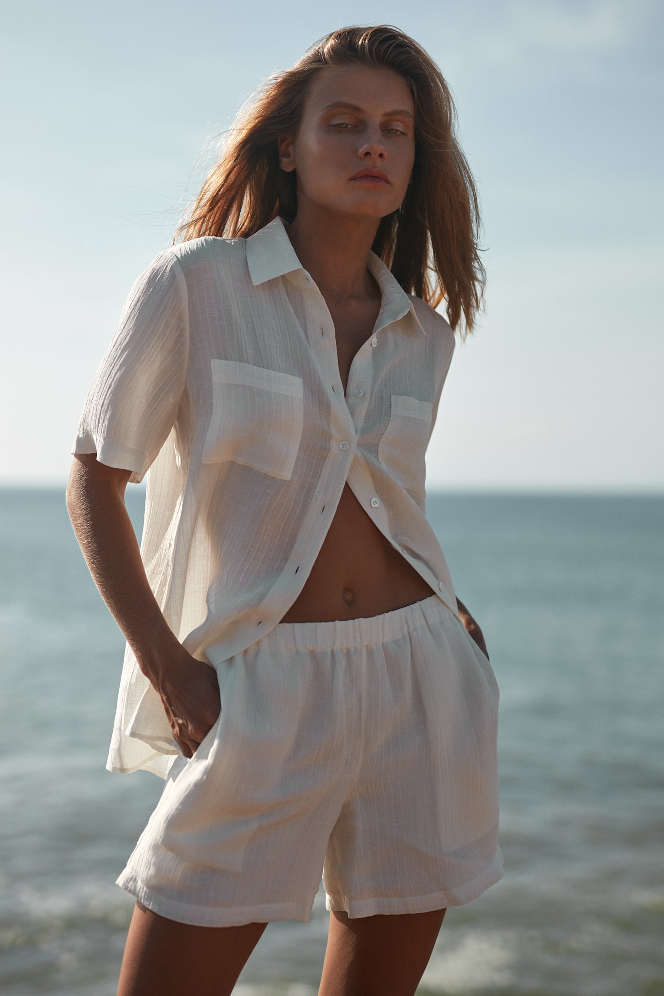 Sadie Linen-Silk Shorts