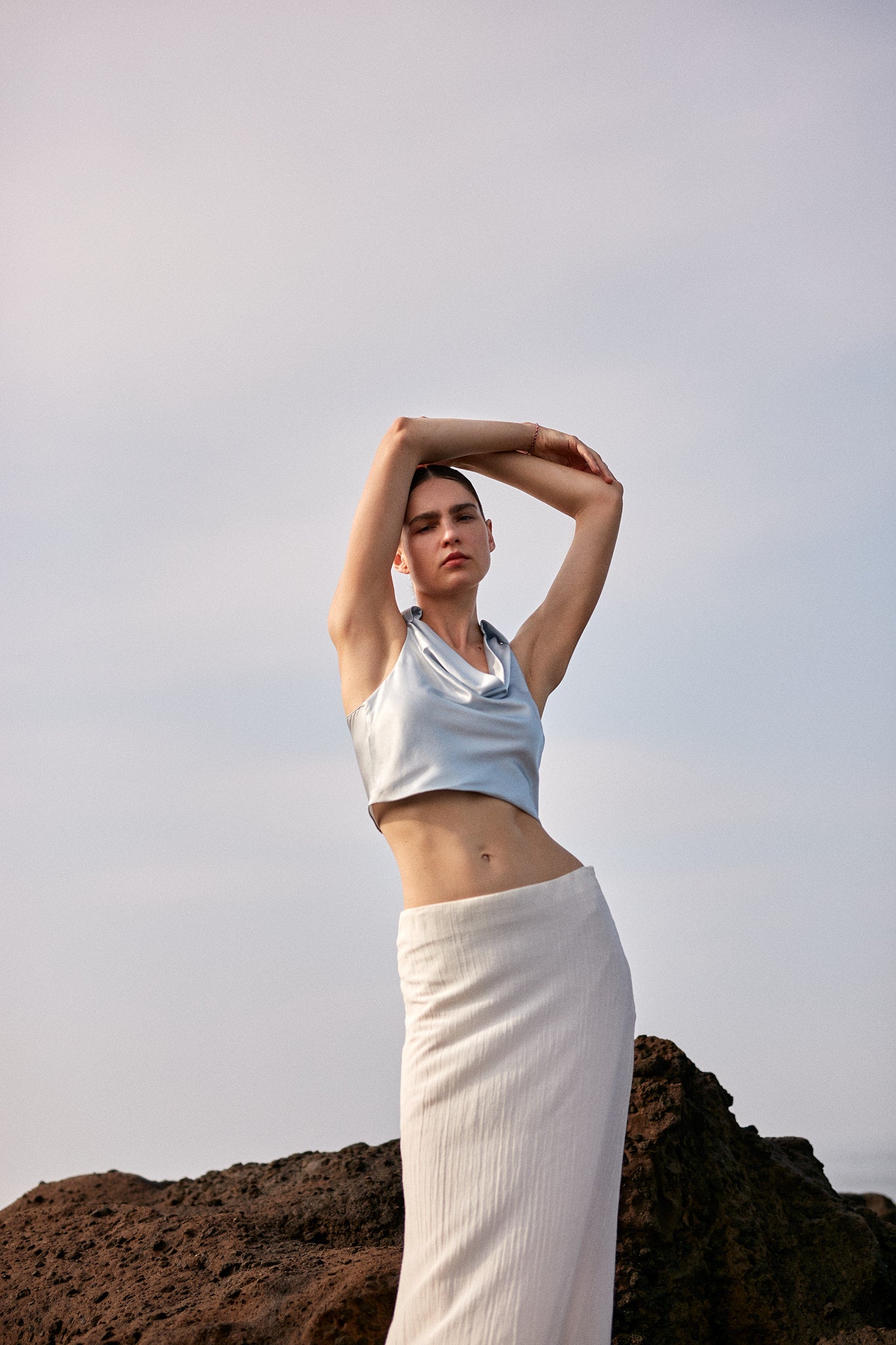 Kendell Cowl-Neck Silk Top