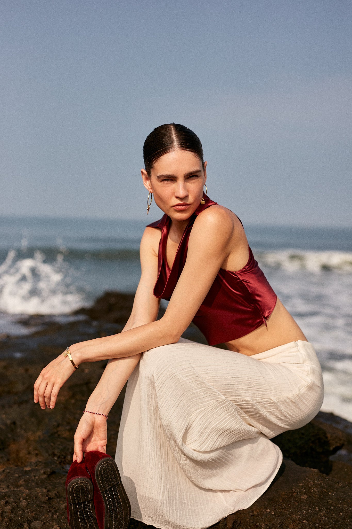 Kendell Cowl-Neck Silk Top