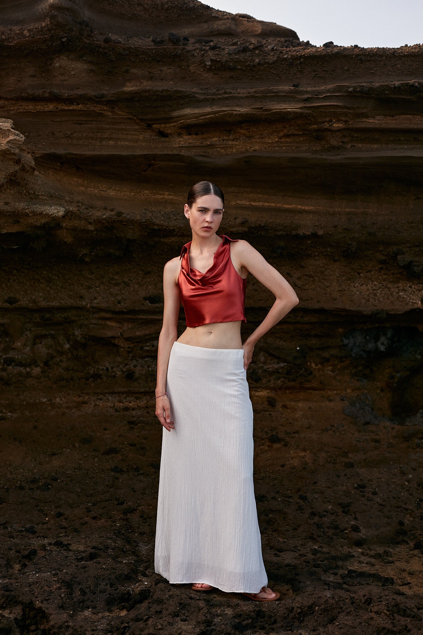 Kendell Cowl-Neck Silk Top
