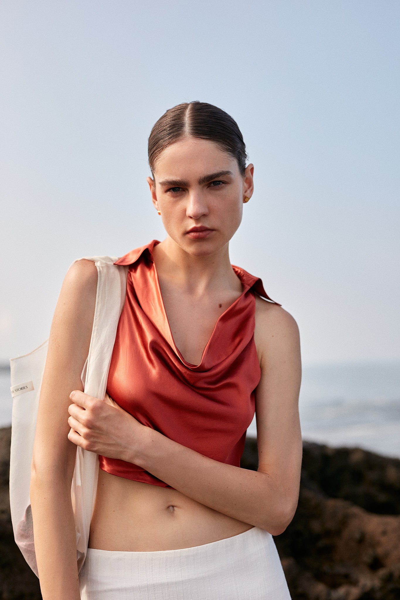 Kendell Cowl-Neck Silk Top