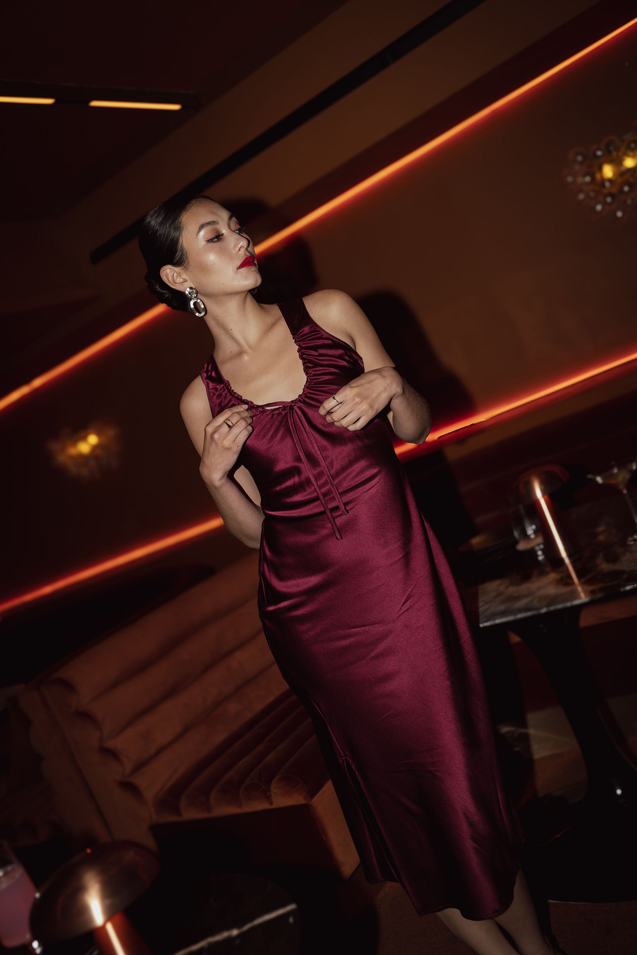 Colette Gathered Neck Midi Dress