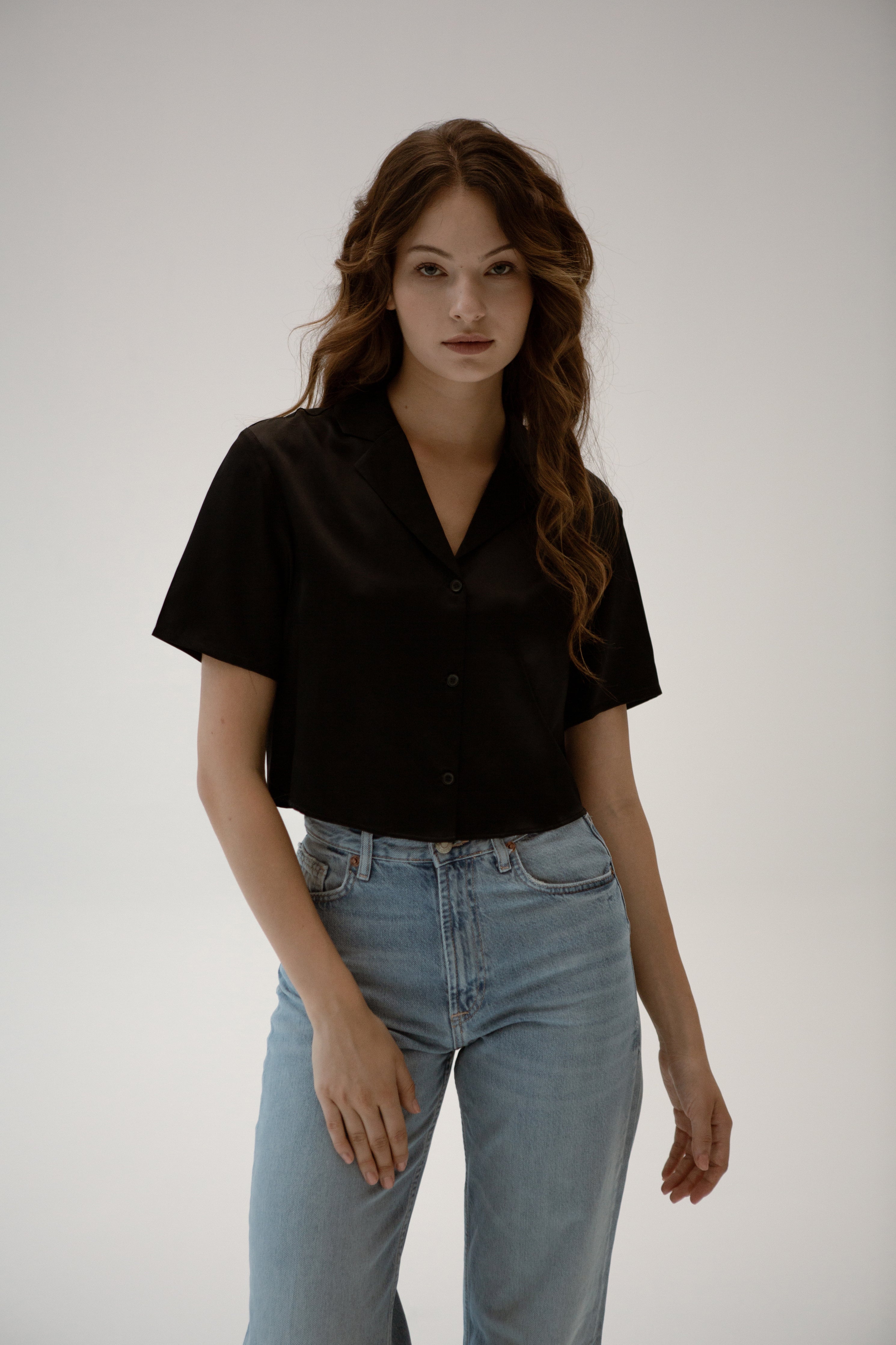 Christie Cropped Silk Shirt