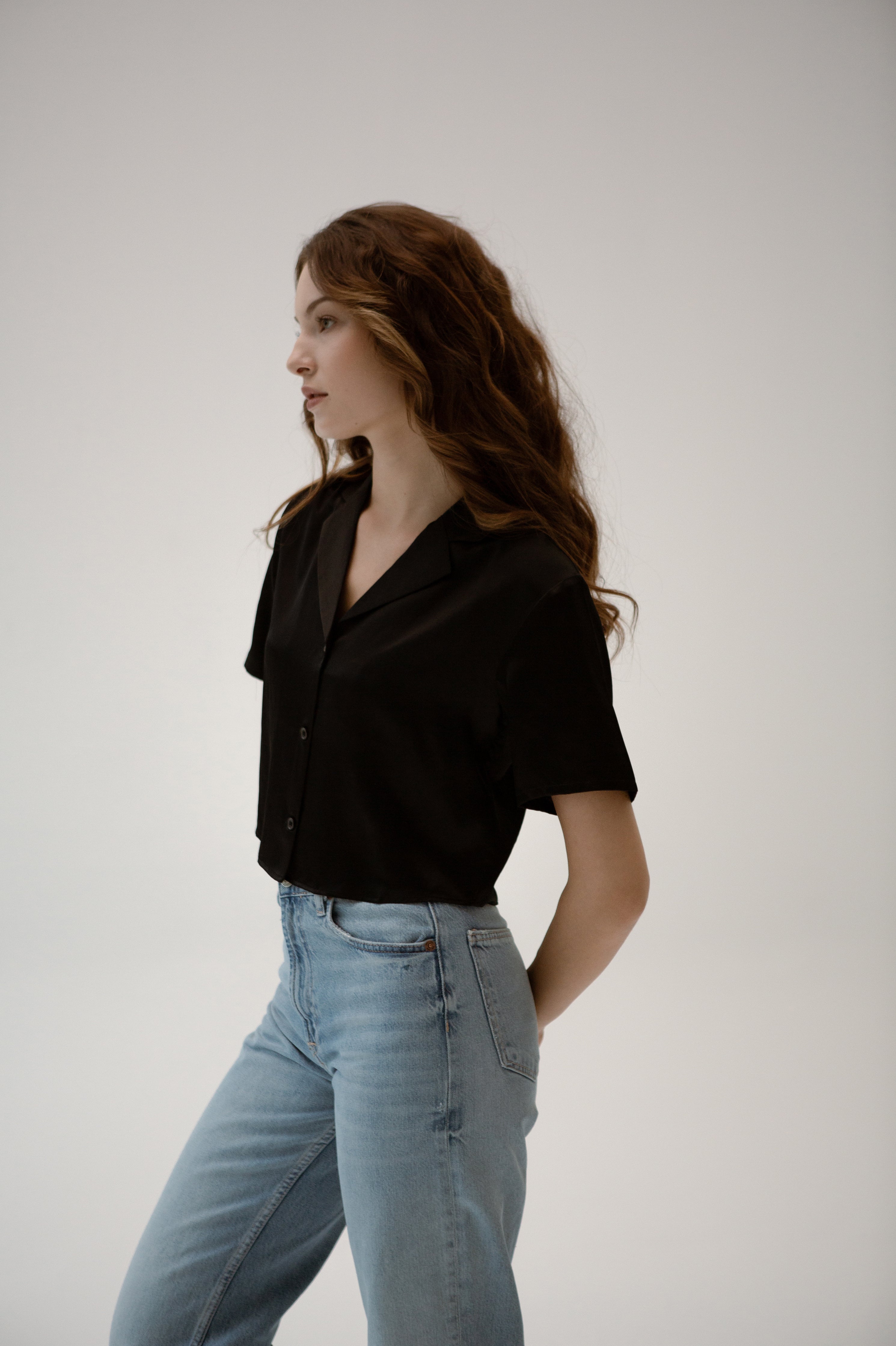 Christie Cropped Silk Shirt