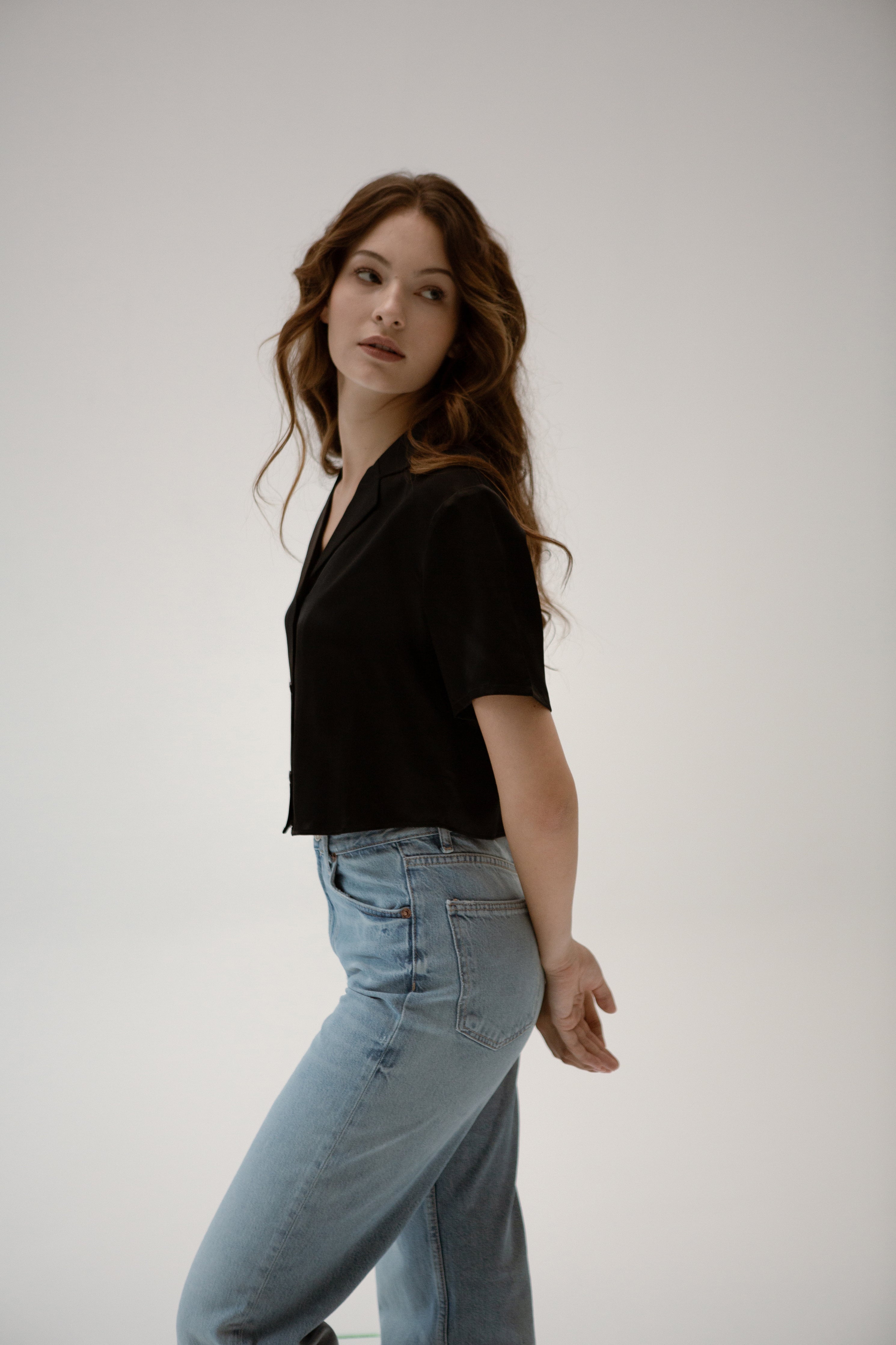 Christie Cropped Silk Shirt