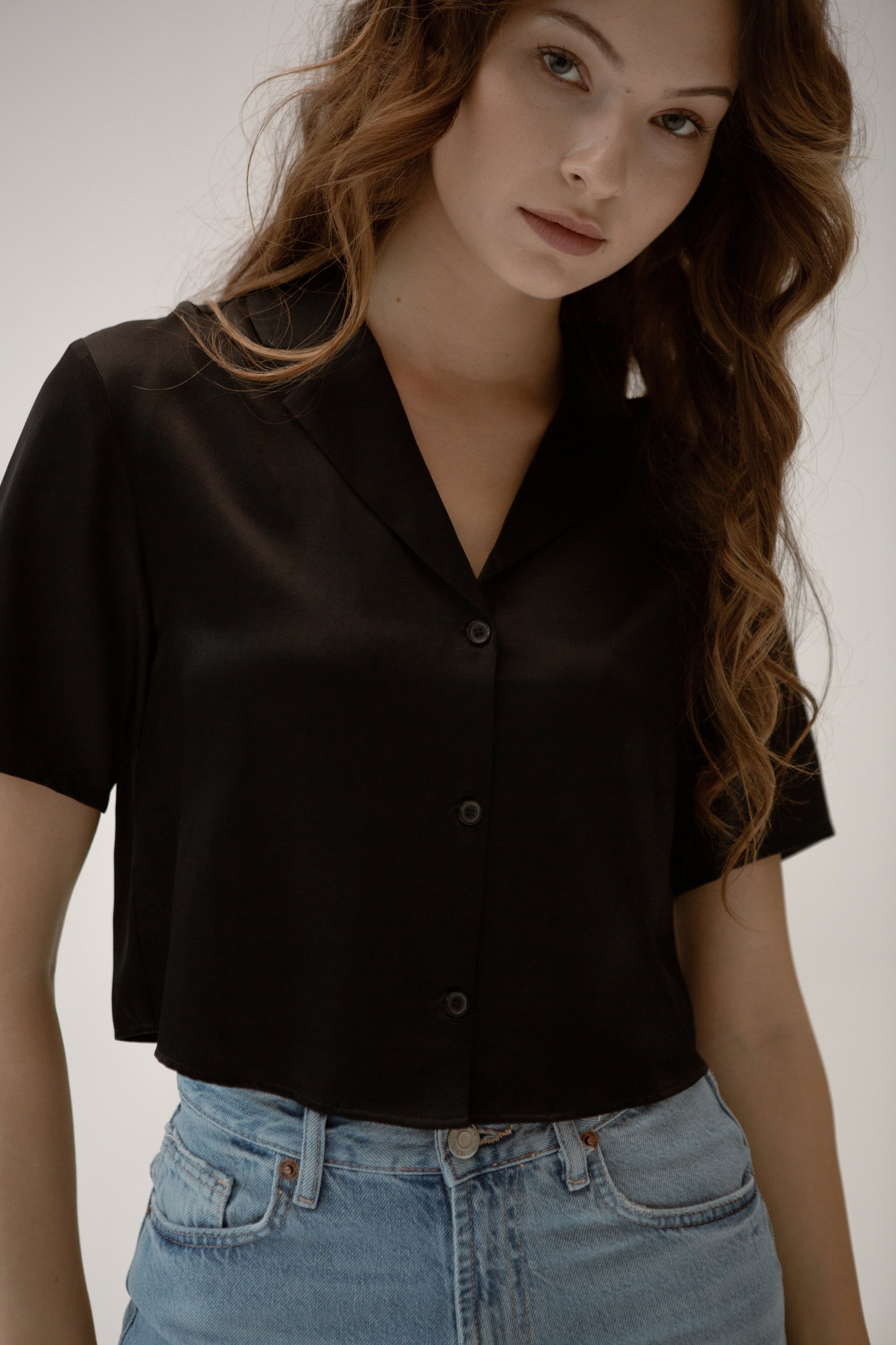 Christie Cropped Silk Shirt