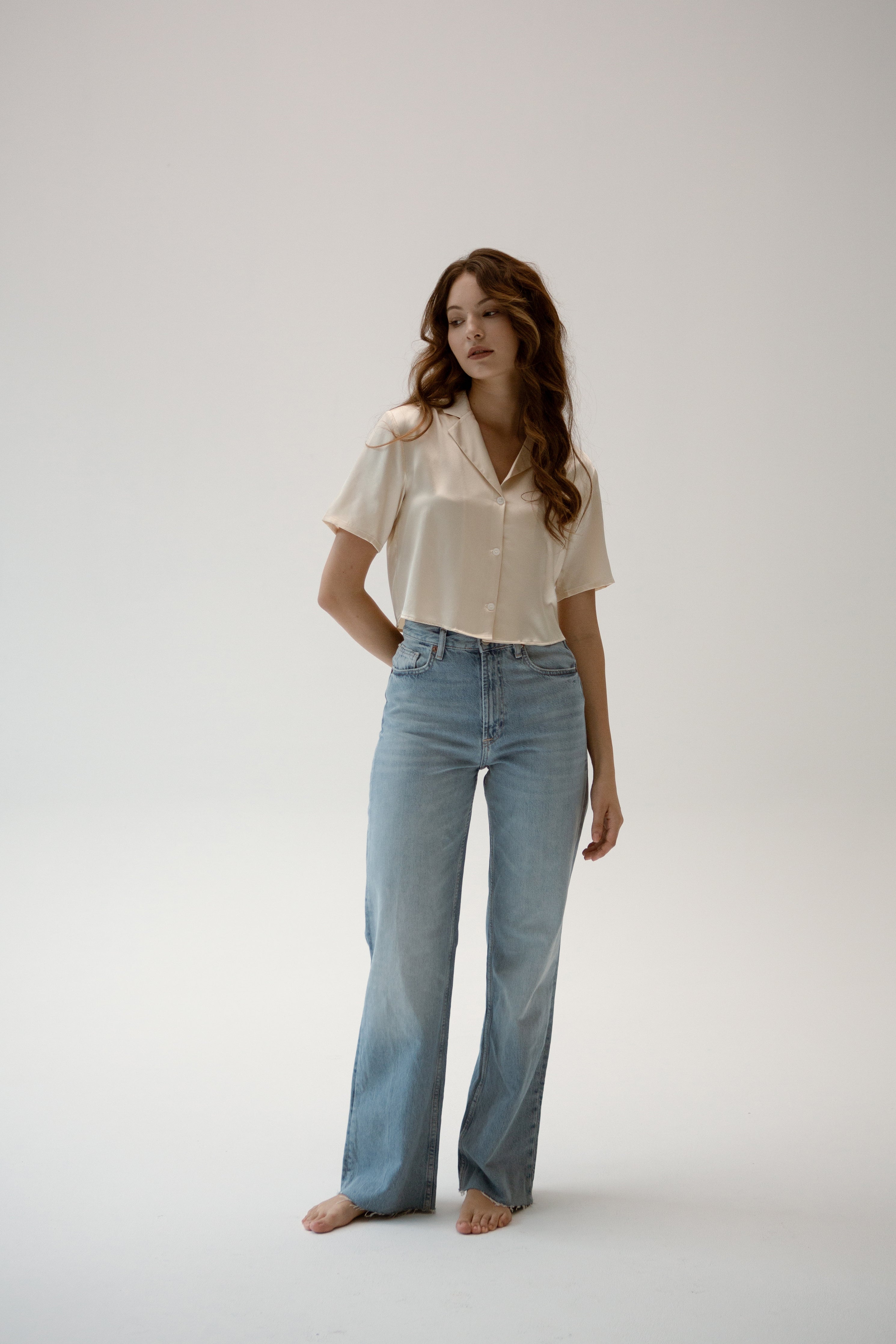 Christie Cropped Silk Shirt