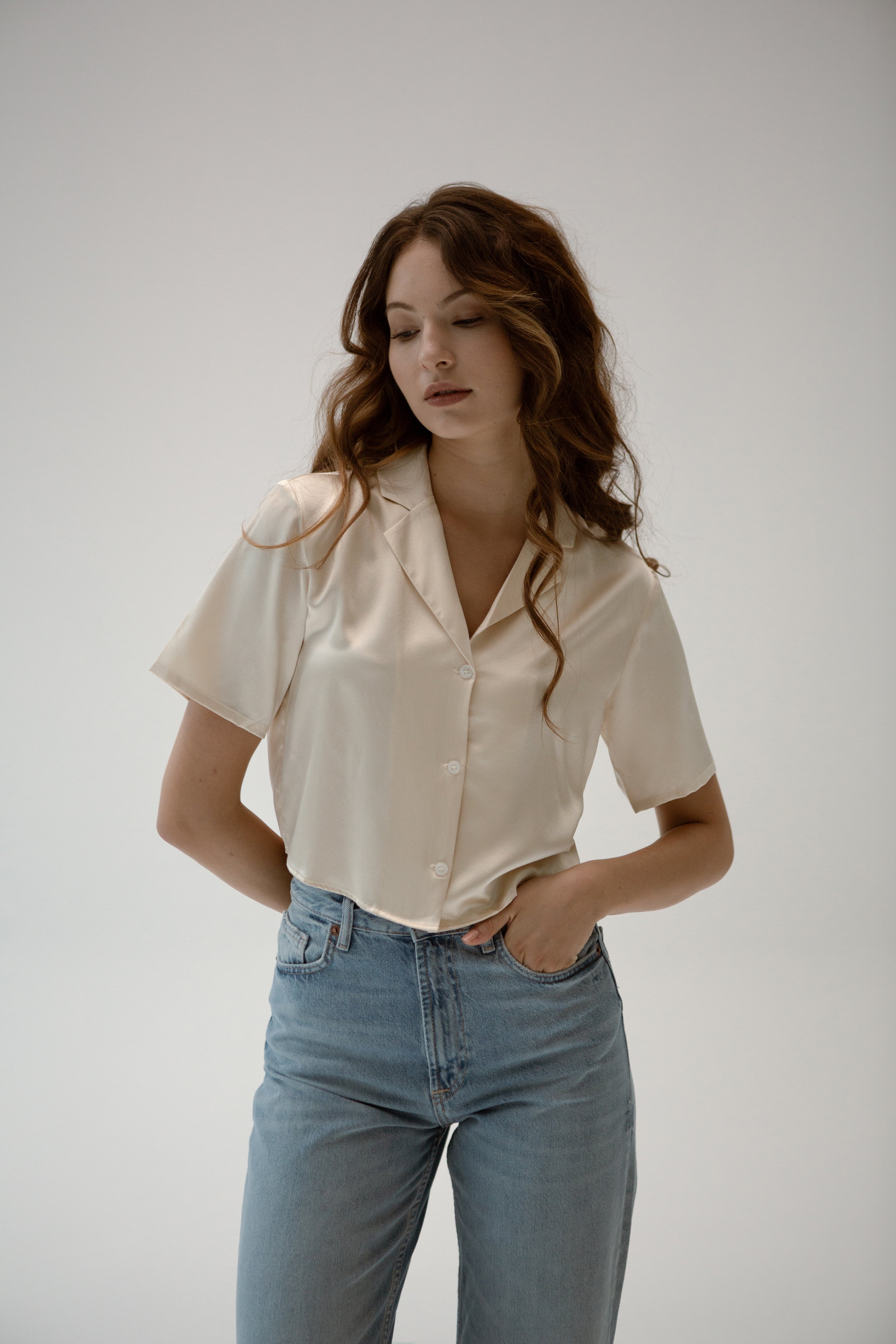 Christie Cropped Silk Shirt