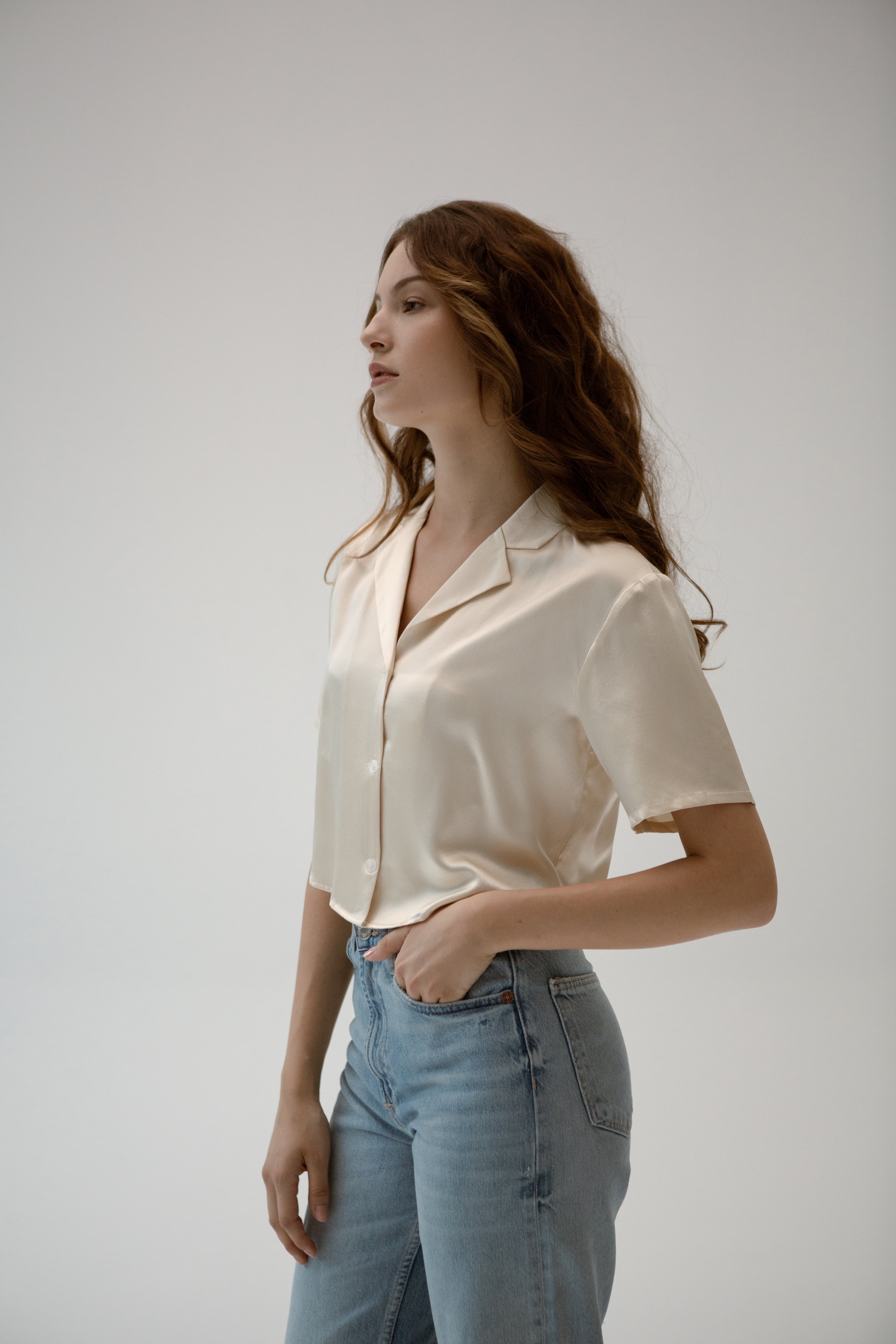 Christie Cropped Silk Shirt