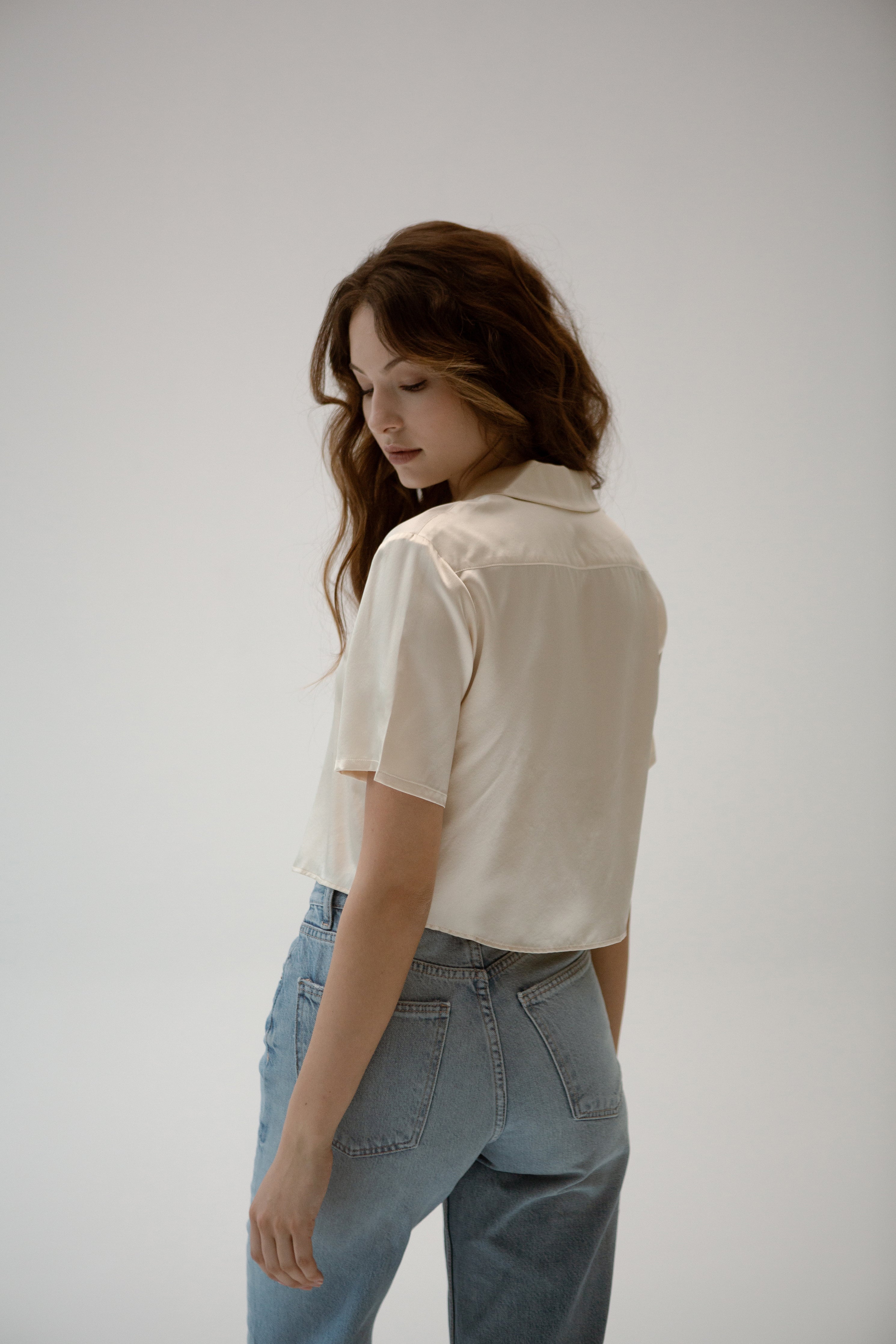 Christie Cropped Silk Shirt