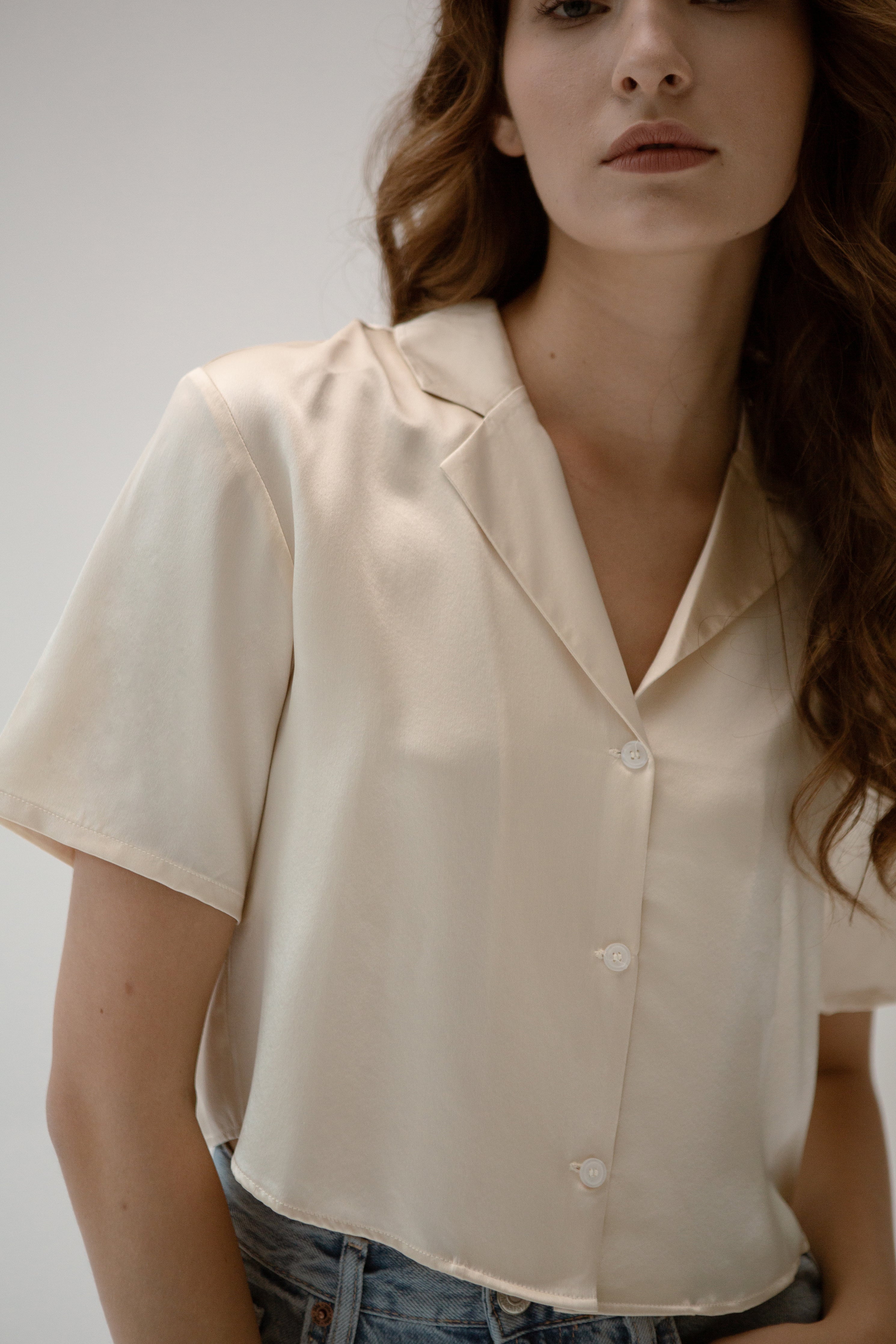 Christie Cropped Silk Shirt