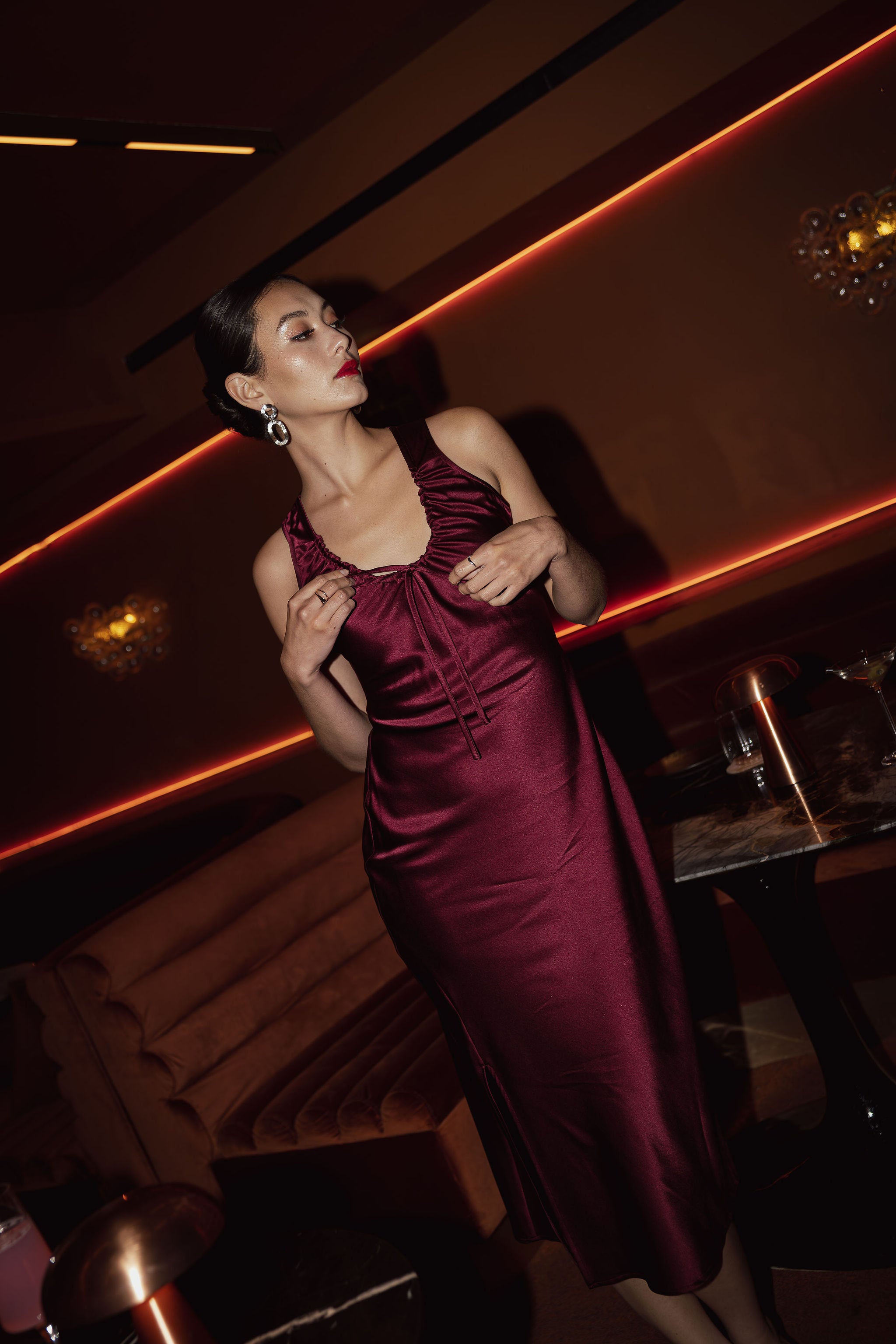 Colette Gathered Neck Midi Dress