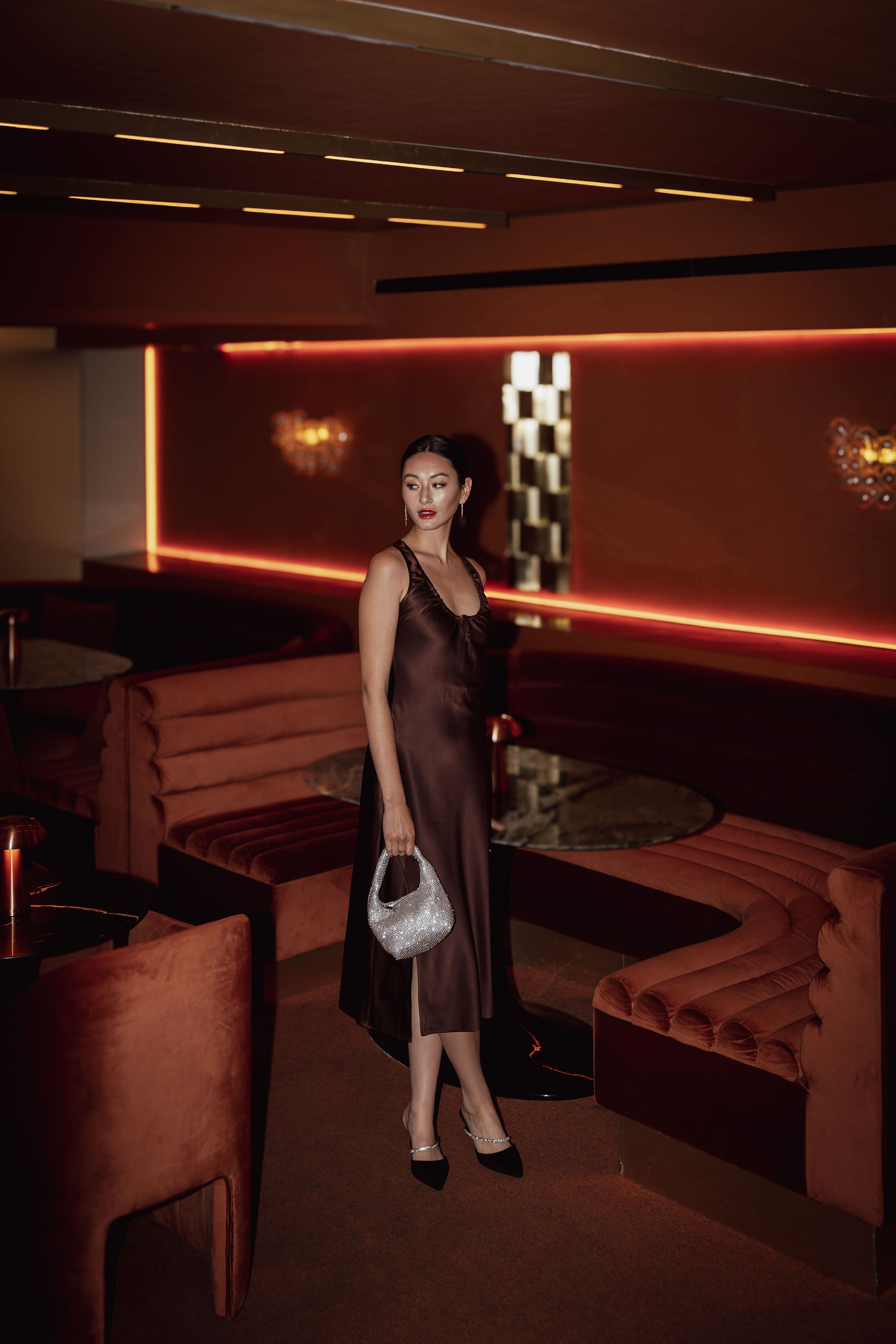 Colette Gathered Neck Midi Dress