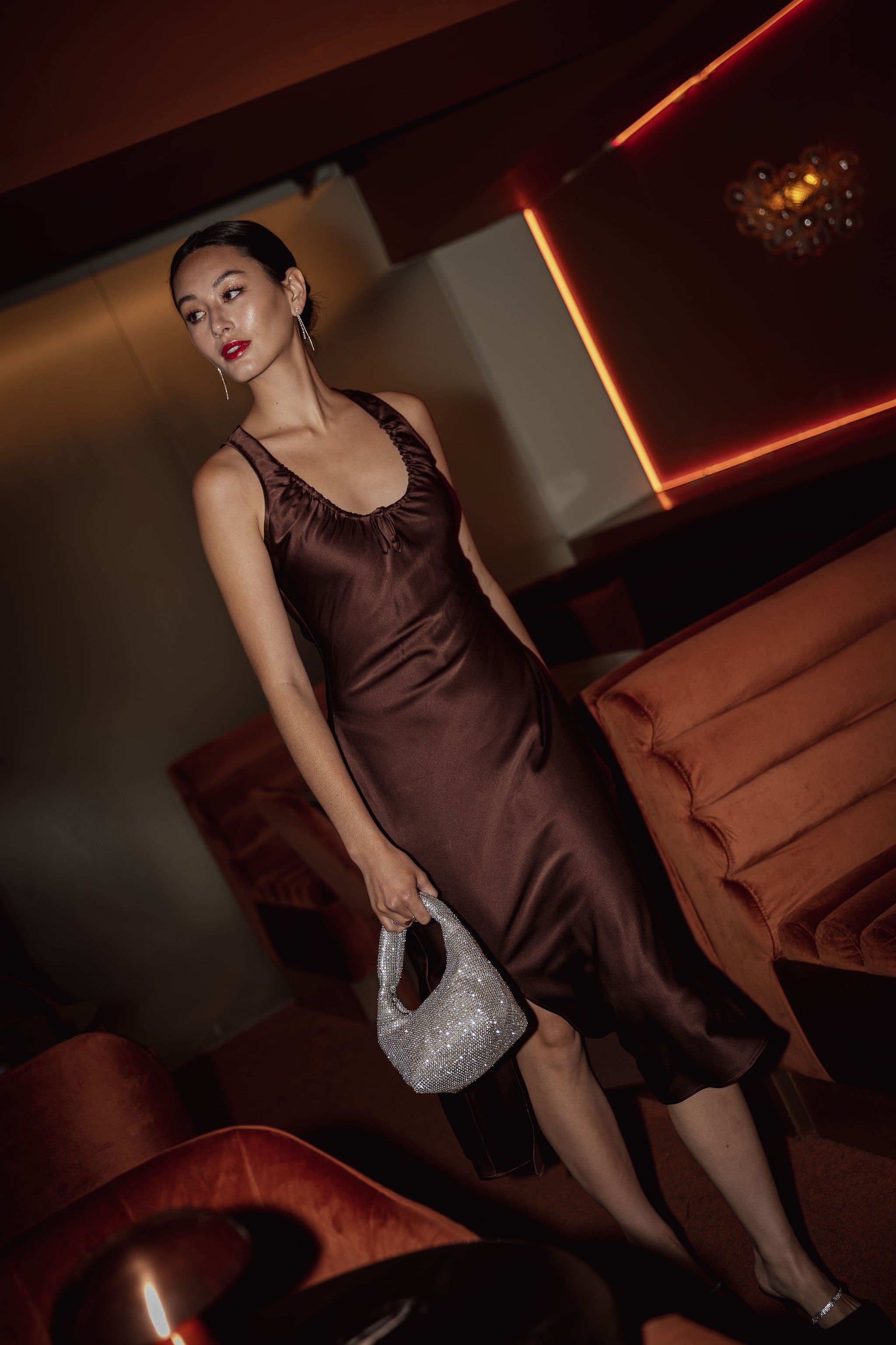 Colette Gathered Neck Midi Dress