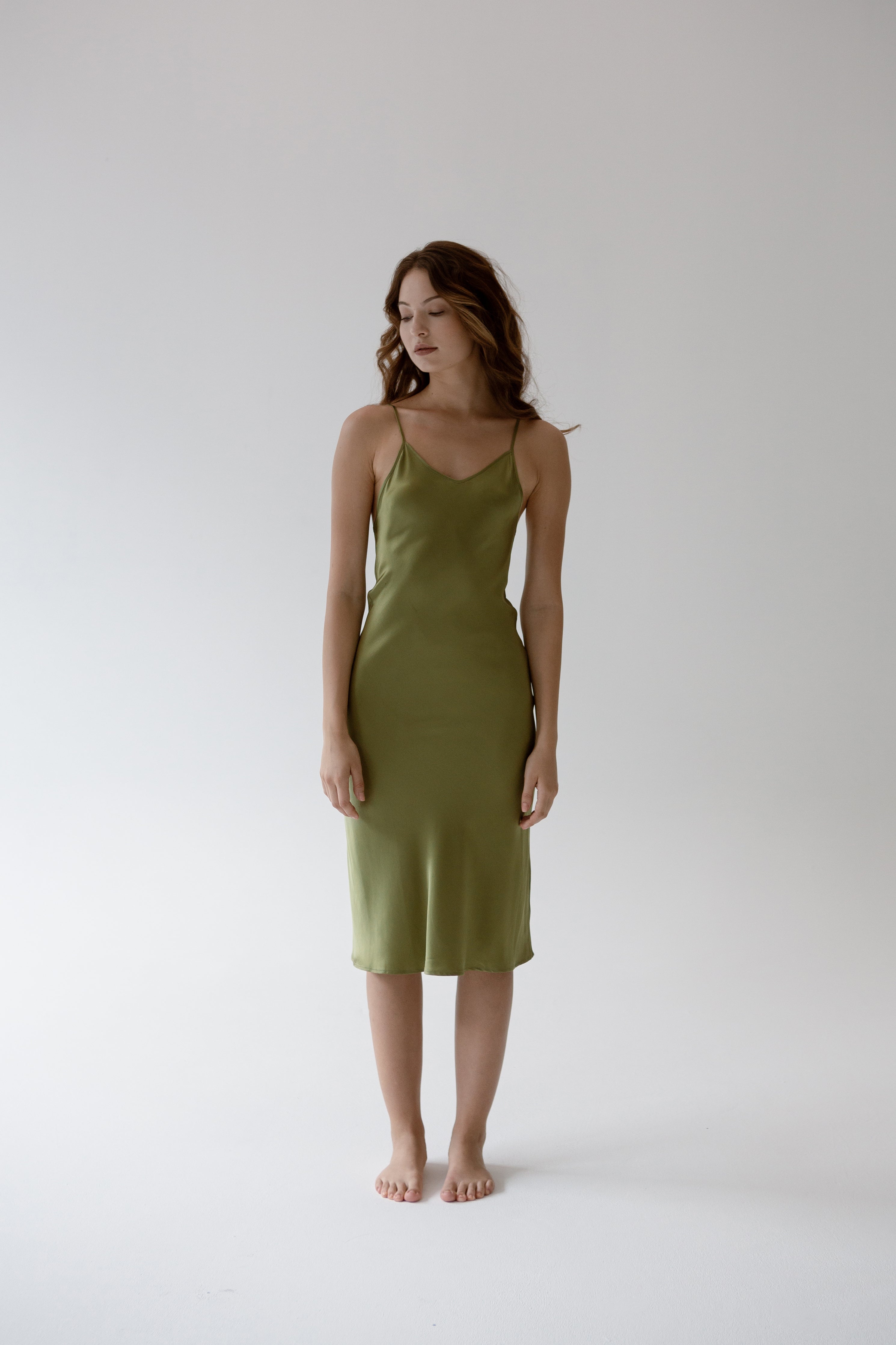 Silk green clearance slip dress